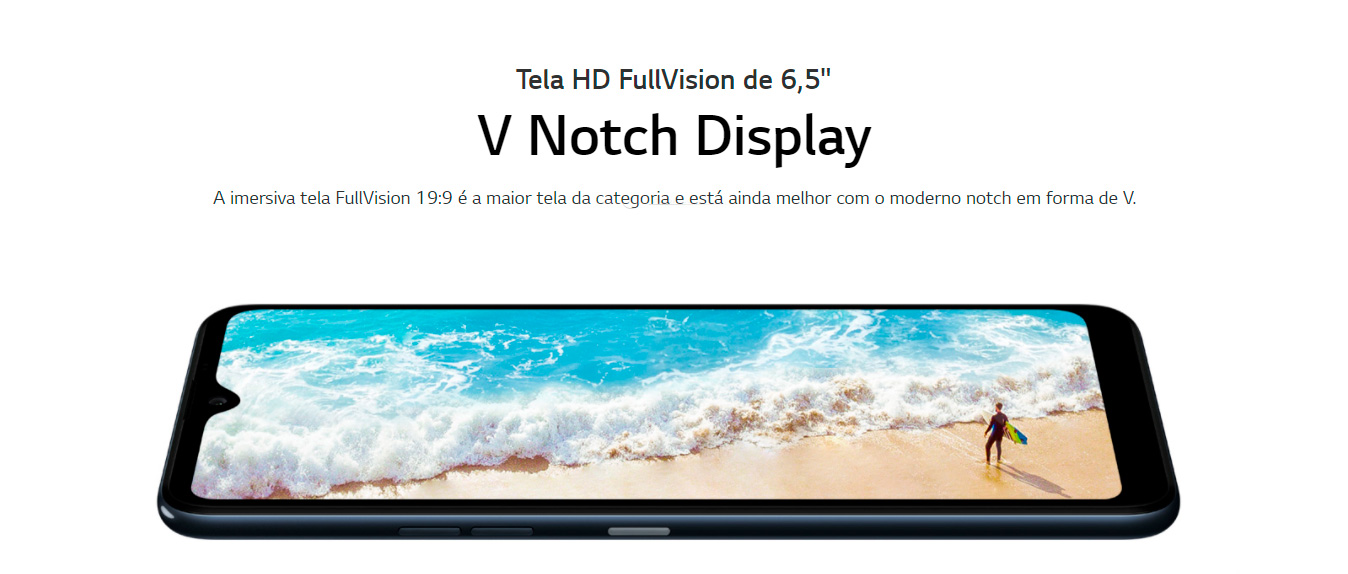  Smartphone LG K50S 32GB 3GB RAM Tela 6.5 Câmera Tripla Traseira 13MP + 5MP + 2MP Frontal de 13MP Bateria 4000mAh Preto